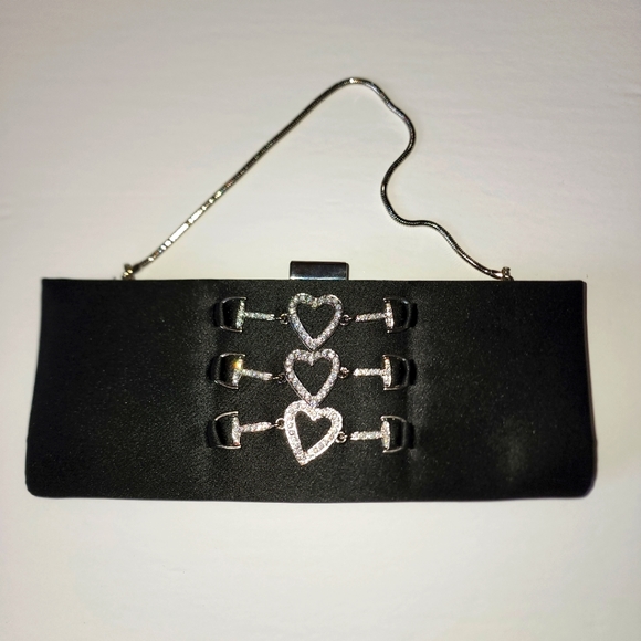 Black Satin Evening Clutch/Bag - Picture 1 of 7